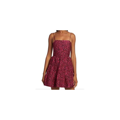 alice + olivia Jamila Spaghetti Strap Tiered Mini Dress, Wild Pink/Black