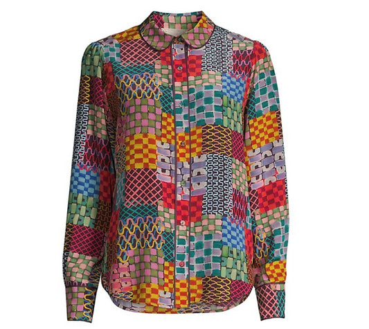 Johnny Was Isadora Waves Silk Blouse Multi