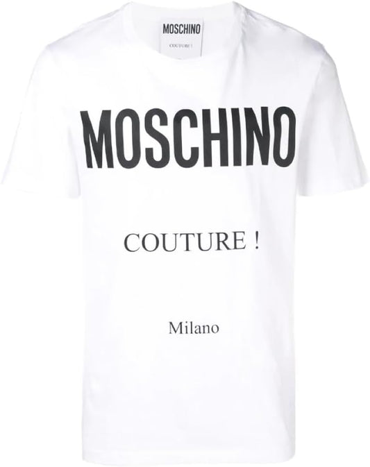 MOSCHINO Men's White Logo Print Short Sleeve T-Shirt