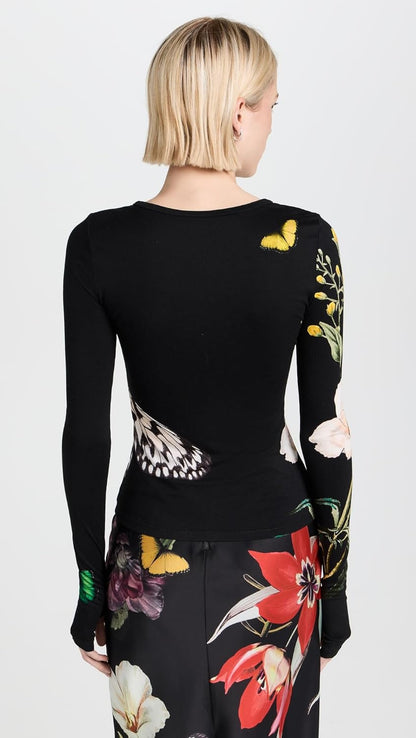 alice + olivia Delaina Long Sleeve Top, Essential Floral