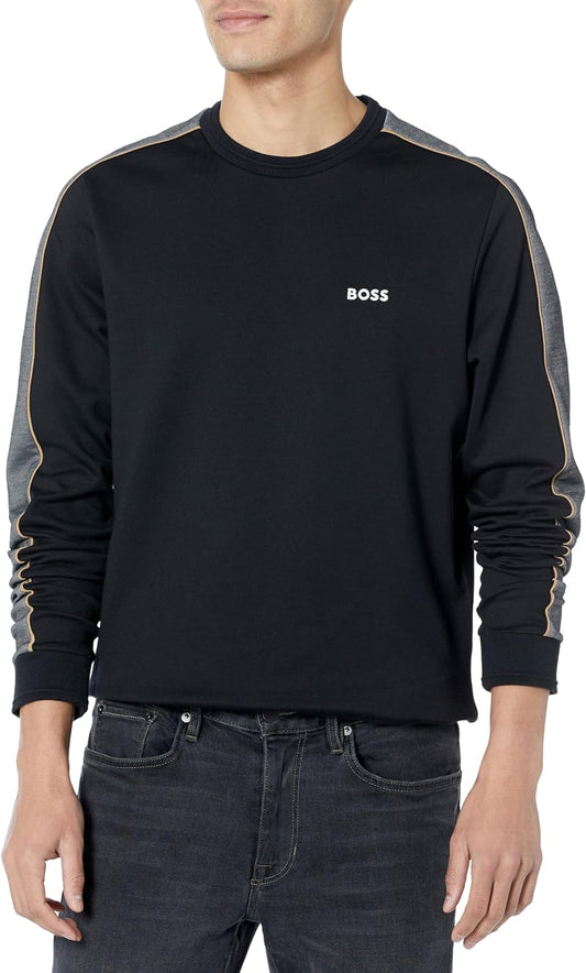 Hugo Boss Men's Embroidered Logo Cotton Blend Sweatshirt, Black Thunder