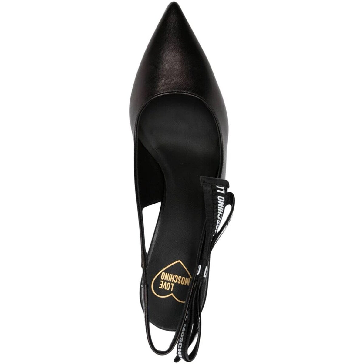 Love Moschino Leather Slingback Heeled Sandals, Black