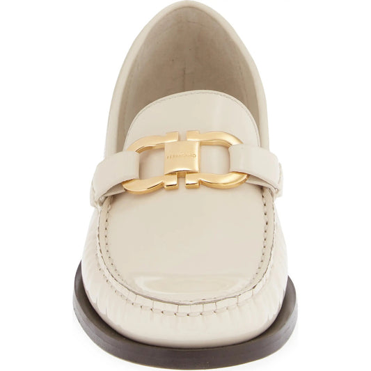 Salvatore Ferragamo Women's Maryan Bit Patent Leather Loafer, Mascarpone