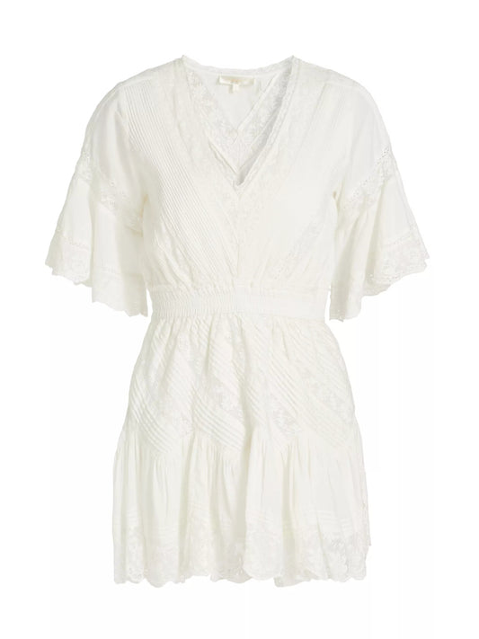 LoveShackFancy Women's Calamina Dress, Bright White