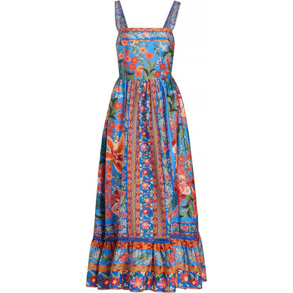 Farm Rio Women's Stitched Garden Tiered Maxi Dress