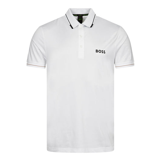 Hugo Boss Men's Paul Pro Slim Fit Short Sleeve Polo Shirt, White