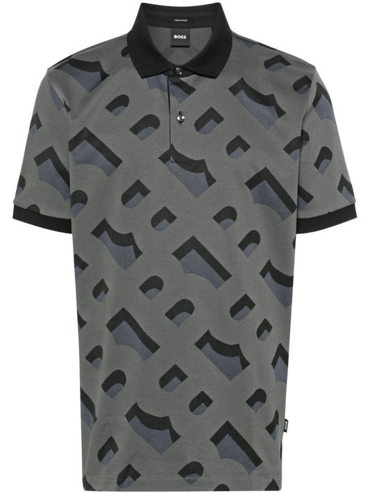 Hugo Boss Men's Prout 419 Logo Polo T-Shirt, Charcoal Gray