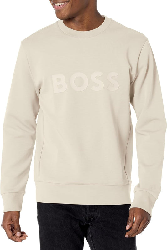 Hugo Boss Men's Salbo Iconic Logo Crewneck Sweatshirt, Navajo Cream