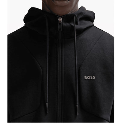 Hugo Boss Men's Saggy 1 Cotton Full Zip Hoodie Sweatshirt, Black