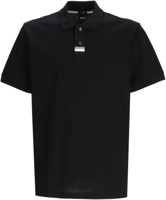 Hugo Boss Men's Parlay 424 Pique Cotton Short Sleeve Polo T-Shirt, Black