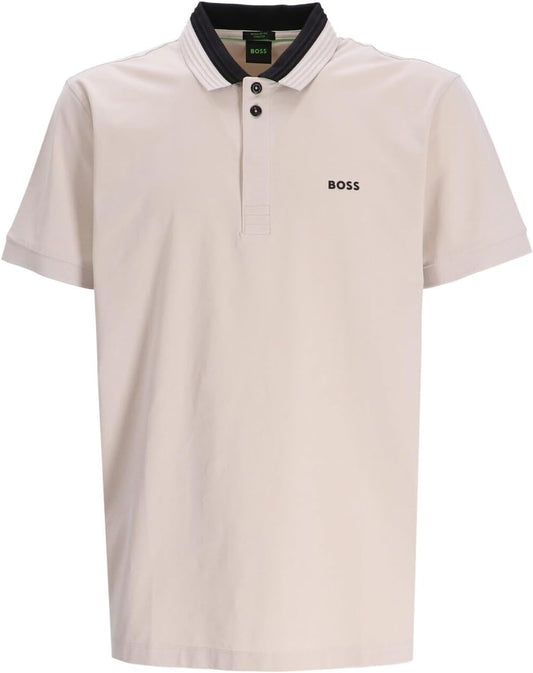 Hugo Boss Men's Paddy 1 Short Sleeve Polo T-Shirt with Contrast Collar, Khaki