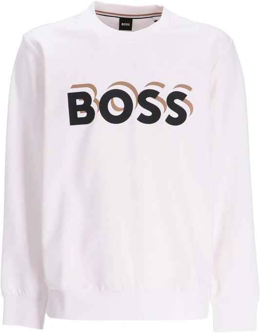 Hugo Boss Men's Soleri Logo Crew Neck Sweatshirt, White