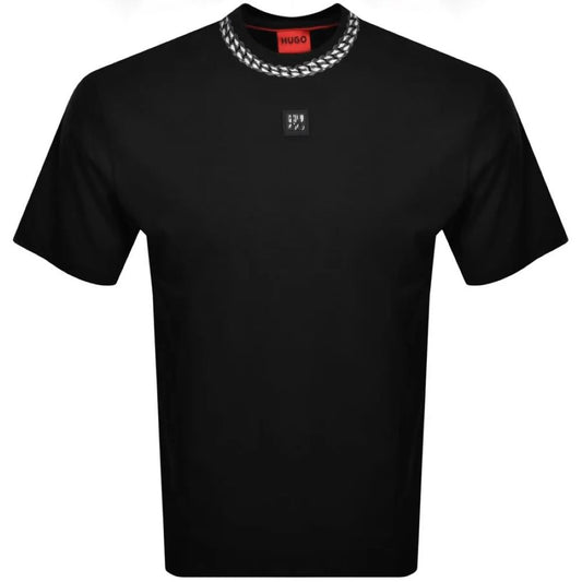 Hugo Men's Deternal Chain Print Logo Short Sleeve T-Shirt, Black