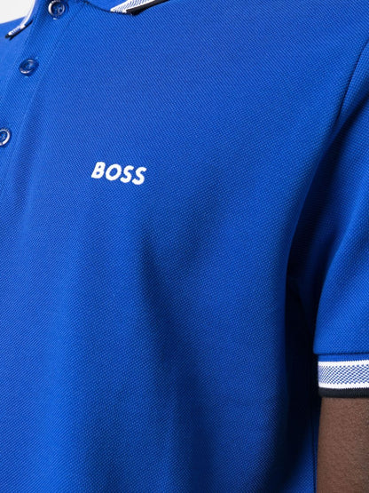 Hugo Boss Men Royal Blue Paddy 100% Pique Cotton Short Sleeve Polo T-Shirt