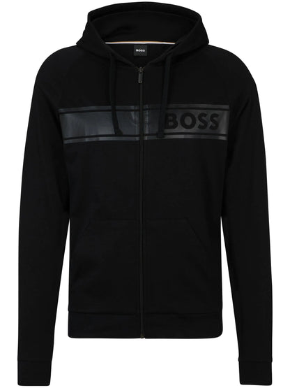 BOSS Men's Authentic Zip Up Hooded Sweatshirt, Black Thunder