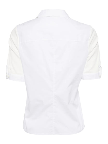 Rag & Bone Women's Ribbed Mixed Media Short Sleeve Polo, White