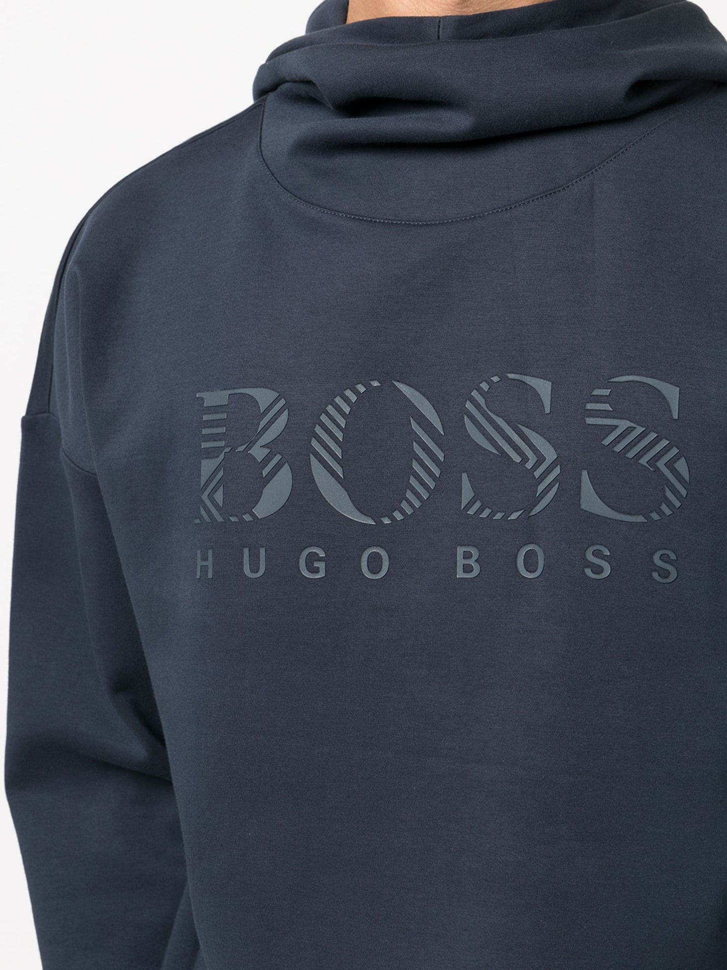 Hugo Boss Men's Soody Iconic Rubberized Tonal Logo Blue Hoody Sweatshirt