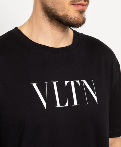 Valentino Garavani Men's Black White Logo Short Sleeve VLTN T-Shirt