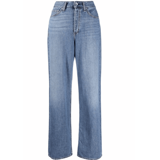 rag & bone Women's Logan Mid Tone Linen Jeans, Sky Blue