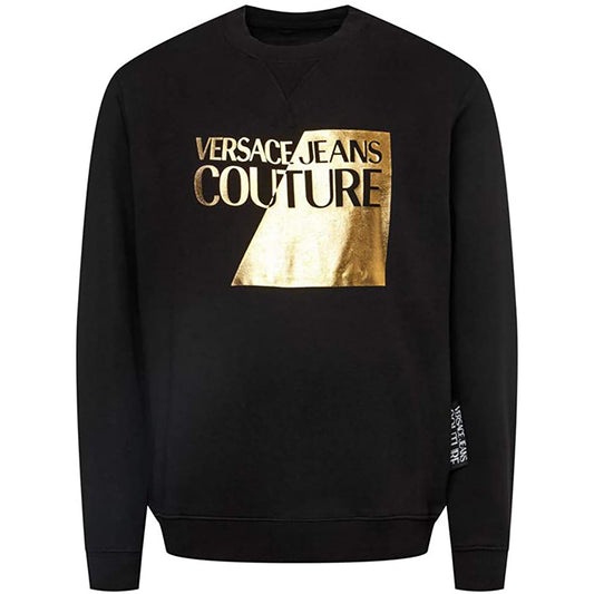 Versace Jeans Couture Men's Black Gold Foil Logo Sweatshirt Pullover