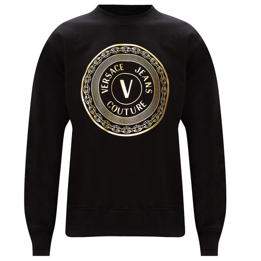 Versace Jeans Couture Men's Black Gold Logo Cotton Sweater