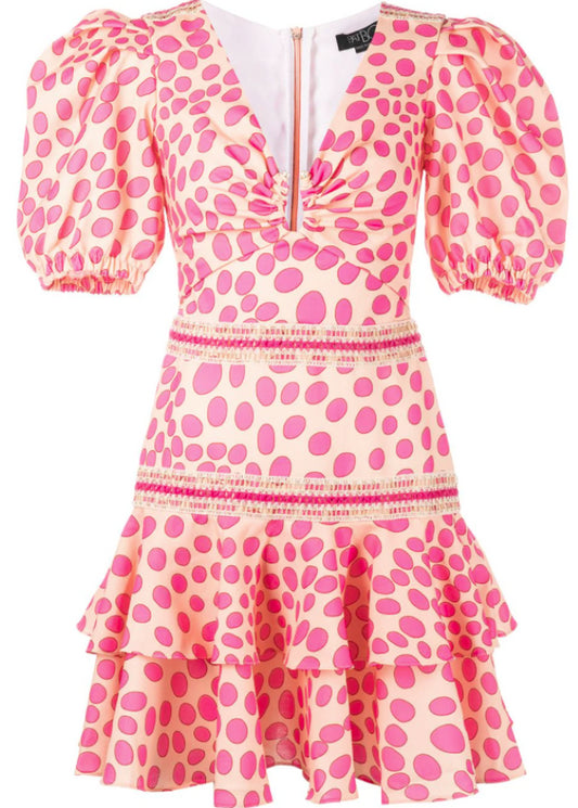 Patbo Bossa Lace Trim Mini Dress Pink / Apricot