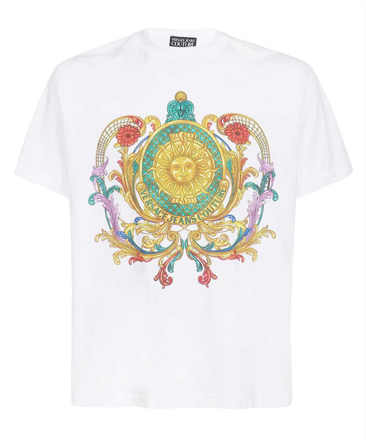 Versace Jeans Couture Men's White Colorful Medusa Logo Short Sleeve T-Shirt