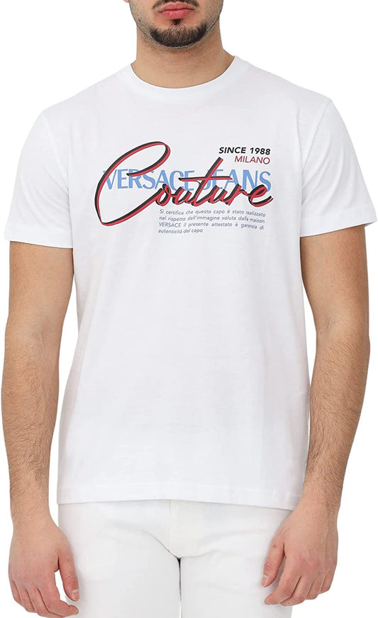 Versace Jeans Couture Cotton Printed Legacy Logo White T-Shirt White