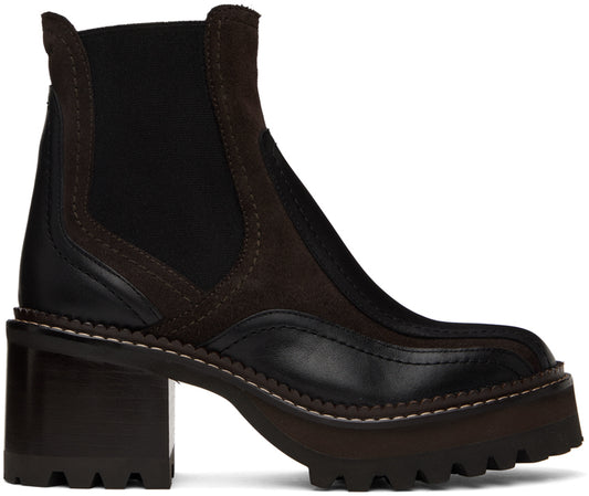 See by Chloe Women's Black Leather Heeled Booties
