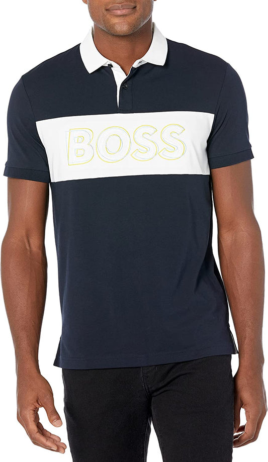 Hugo Boss Men Pavel Short Sleeve Navy Blue Logo Polo T-Shirt