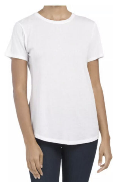 Vince Women's  Essential Crew Neck Solid White Cotton Short Sleeve T-Shirt