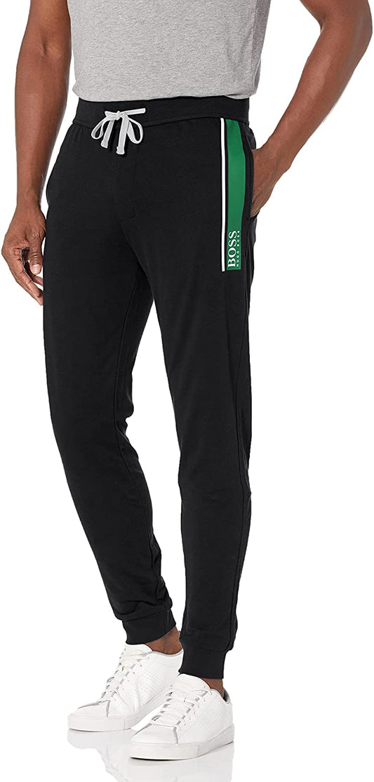 Hugo Boss Authentic Pants Raven Black with Green Stripe Joggers Track Casual