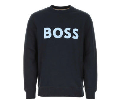 Hugo Boss Men's Stadler Navy Blue Crew Neck Logo Sweatshirt