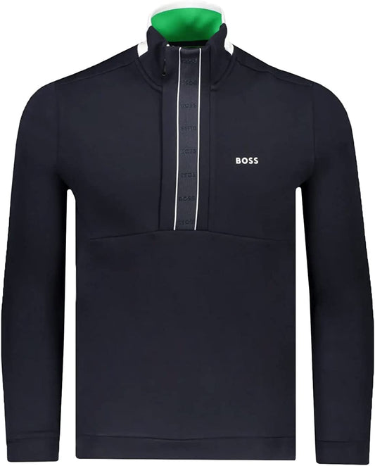 Hugo Boss Men's Sweat  Navy Blue Half Zip Sweatshirt