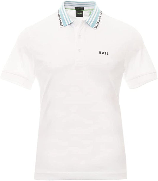 Hugo Boss Men Paule Slim Fit Short Sleeve Pique Cotton Polo T-Shirt White