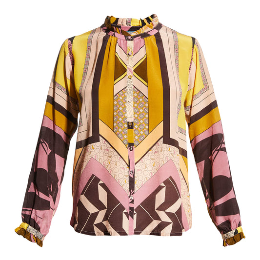 Johnny Was Women's Anabel Silk Blouse Top Multi Color