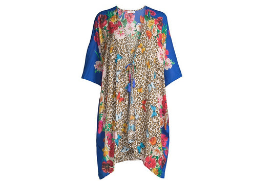 Johnny Was Women's May Flower Multi Color Tunic Swim Cover Up Kimono