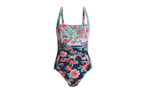 Johnny Was Japer Ruched One Piece Swimsuit Floral Print Swimsuit
