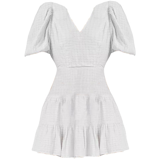 French Connection Women's Solid Birch Puff Sleeve Mini Dress, Summer White