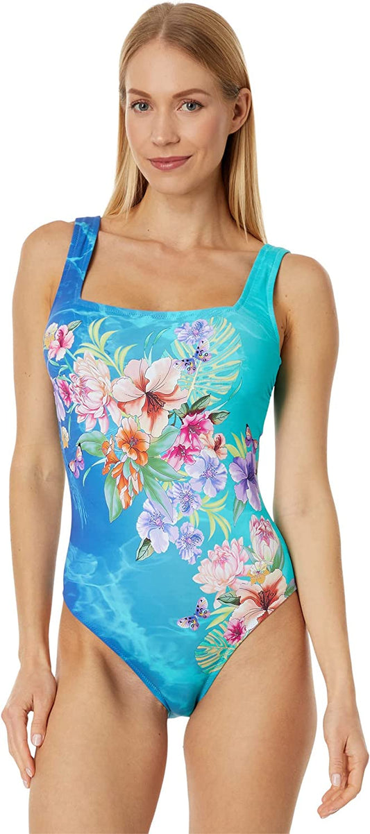 Johnny Was Women's Square Neck One-Piece Swimsuit
