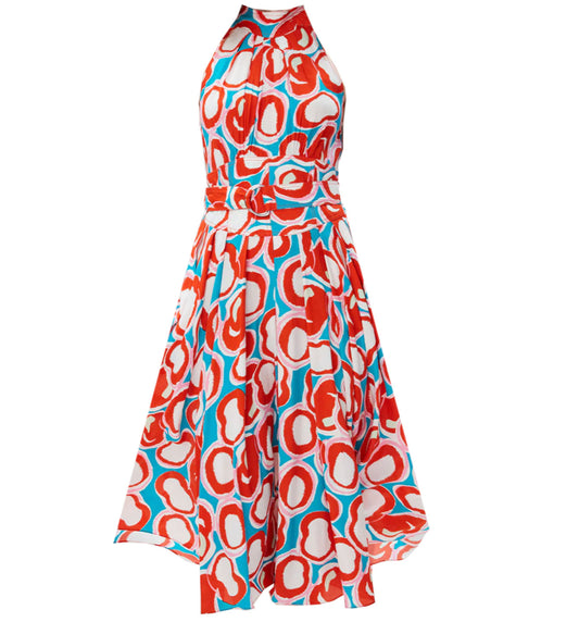 Diane Von Furstenberg Dvf Women Nicola Midi Dress Abstract Dot Lg Turquoise