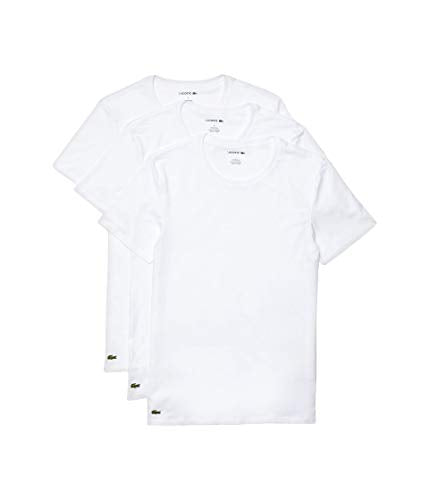 Lacoste Men's Essentials 3 Pack 100% Cotton Slim Fit Crew Neck T-Shirts, White