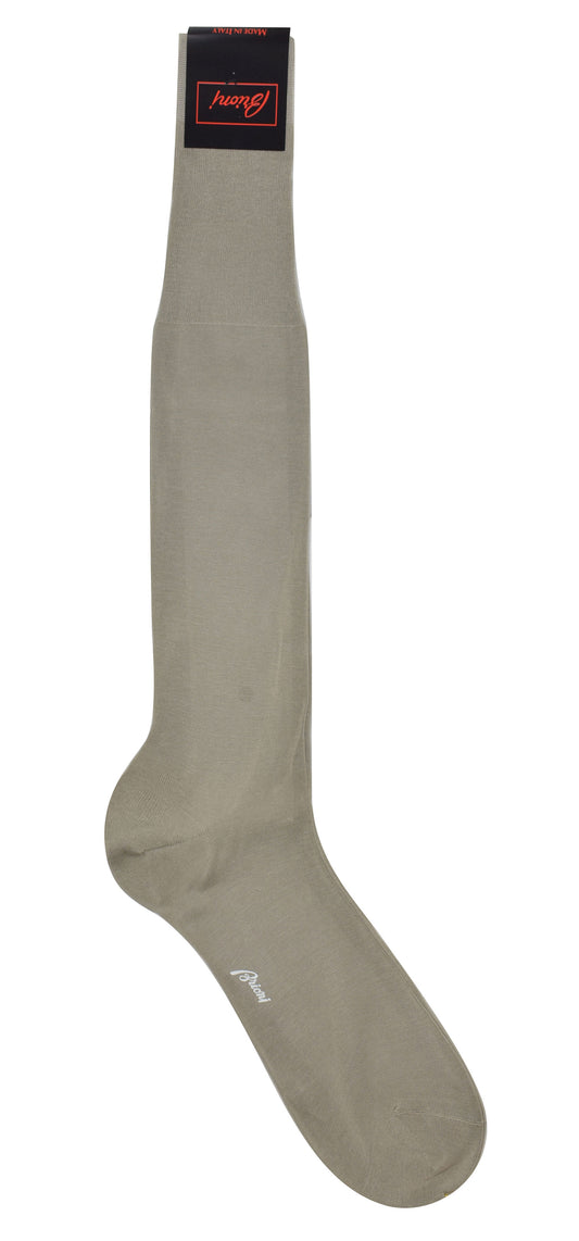 Brioni Men's 100% Cotton Light Taupe Long Socks
