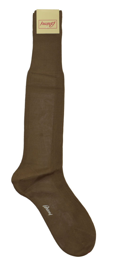 Brioni Men's 100% Cotton Brown Long Socks