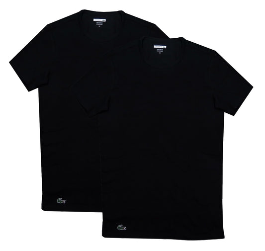 Lacoste Men's 2-Pack Colours Cotton Stretch Crew T-Shirt, Black