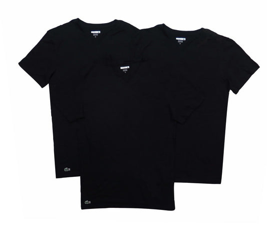 Lacoste Men's Black V-neck 3-Pack Undershirt