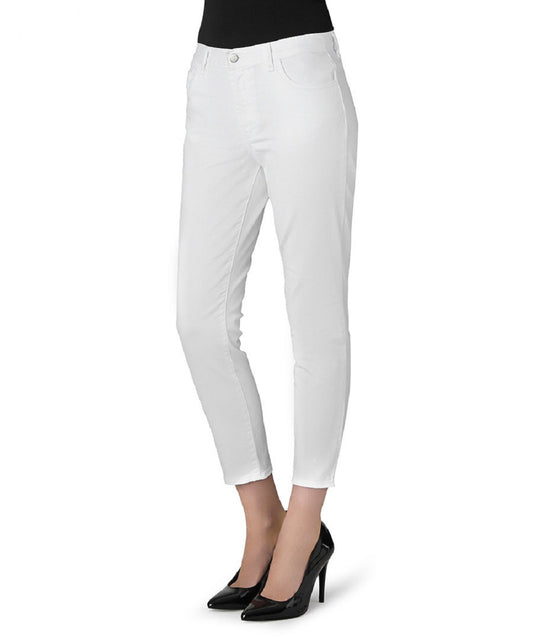 J Brand Tessa White High Rise Cotton Tapered Crop Jeans