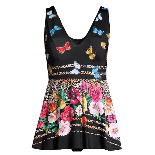 Johnny Was Women's Mari Skirted One Piece Butterfly Floral Swimsuit