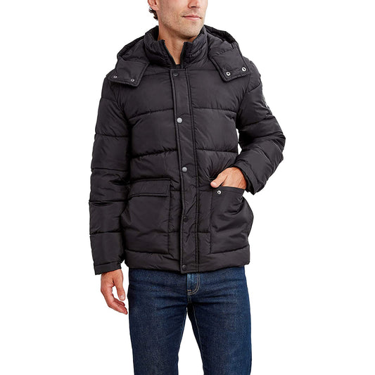HFX Men's Puffer Jacket with Hood, Water and Wind Resistant