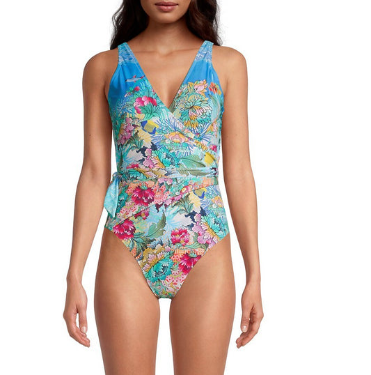 Johnny Was Mixi One Piece Multi Color Swimsuit Wrap Style